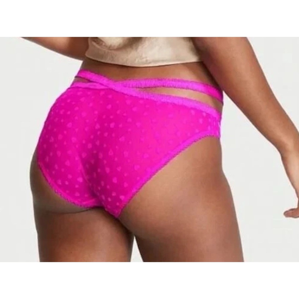 Victoria's Secret Pink Heartbreaker Bikini Panty Size L Bali‎ Orchid Hearts NWT